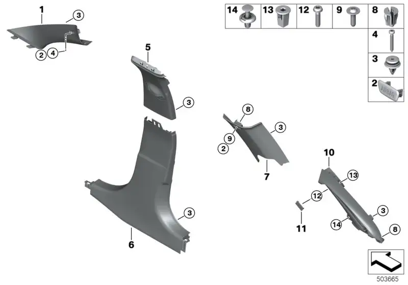 BMW Abdeckung Blende D-Säule G21 51438096478 - Bildposition 11