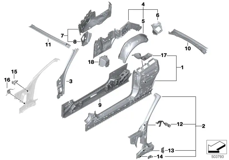 BMW Schliessblech Seitenwand hinten links F23 41217347087