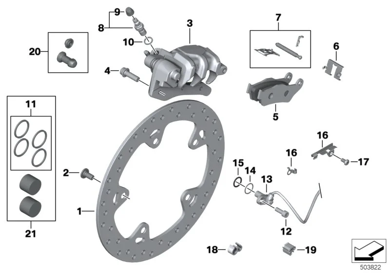 BMW Satz Befestigungsteile Bremsbeläge K25 K25H K26 K27 K28 K29 K49 34217690537