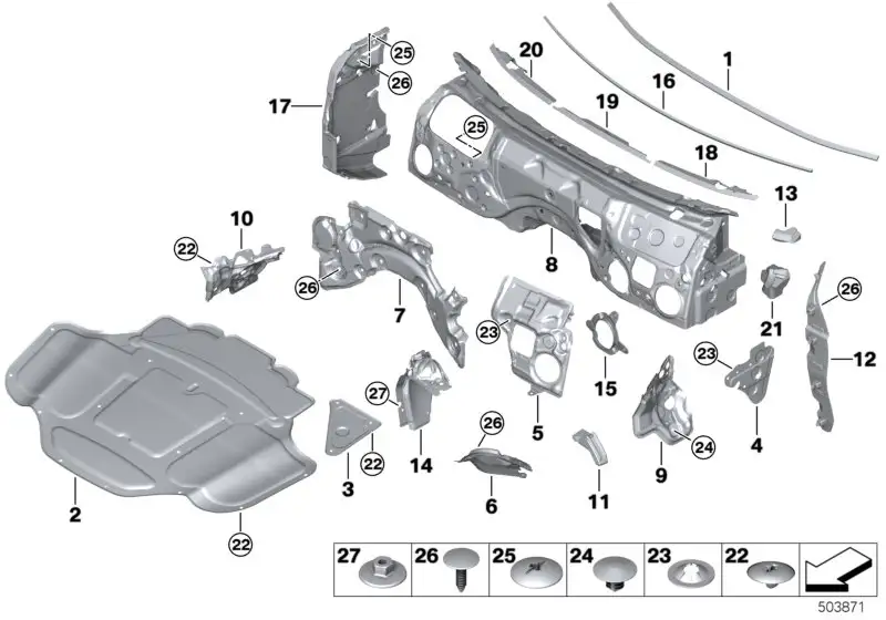 BMW Schallisolierung Frontklappe G14 G15 G16 51487435698 - 8er Ca