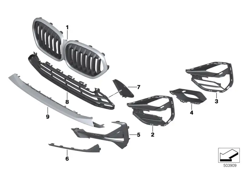 BMW Deckel Gitter Mitte links 51117954237 - Bildposition 07
