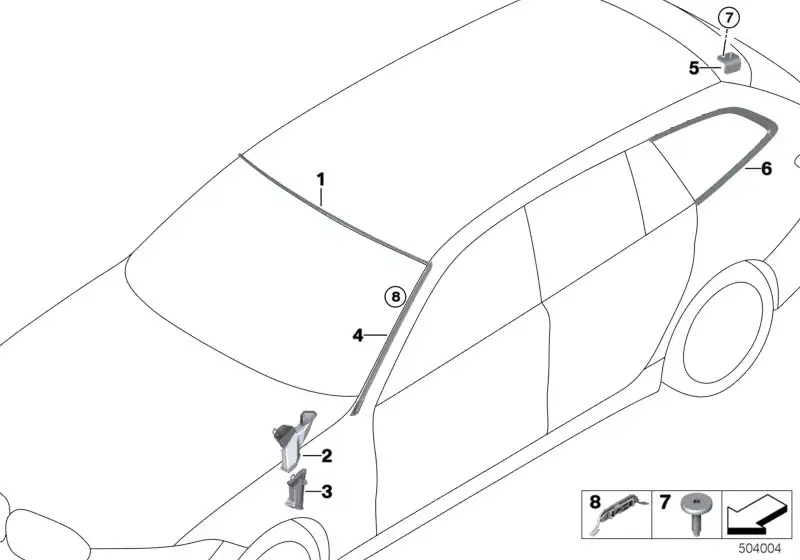 BMW Leiste Seitenscheibe hinten links G21 51377470033 - Bildposit