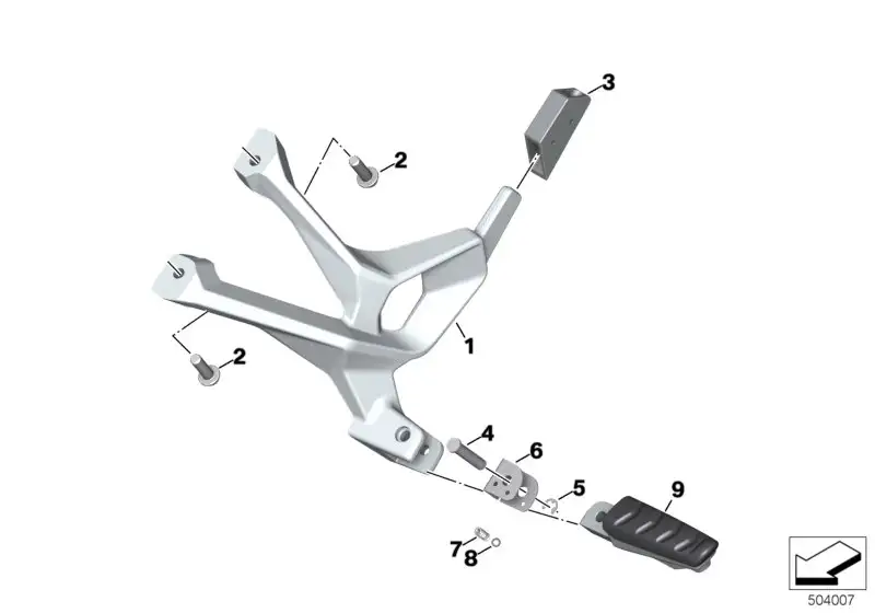 BMW Fussrastenhalter hinten rechts K69 46718404602 - Bildposition