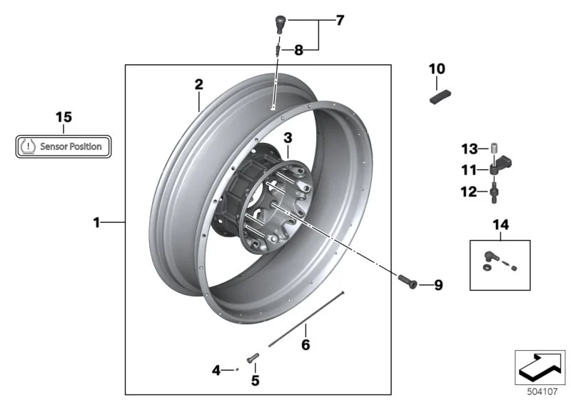 BMW Speiche hinten K23 K33 K50 K51 36318406051