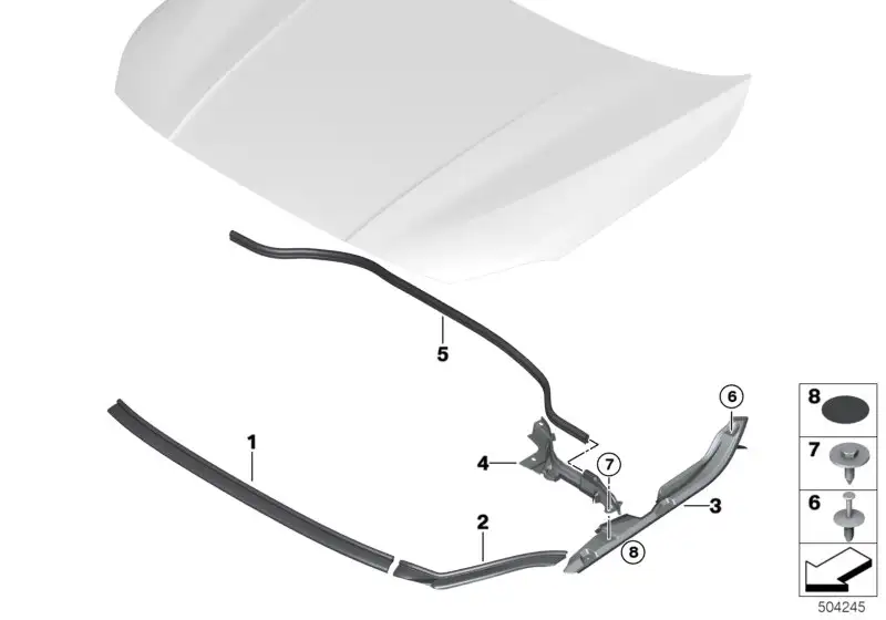 BMW Abdichtung Frontklappe links F20 F44 51767476909