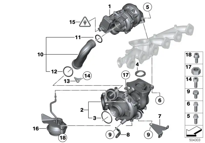 BMW Anbausatz Abgasturbolader E70 F07 F10 11652456238