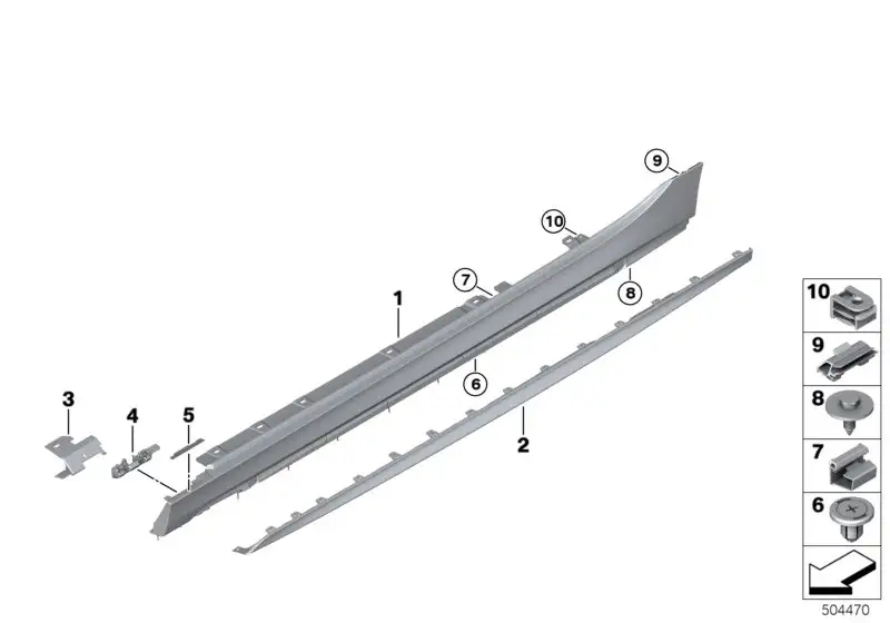 BMW Abdeckung Schweller unten rechts F20 51129850696 - Bildpositi