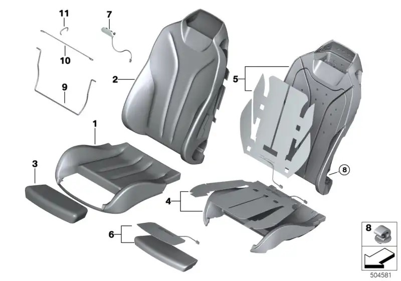 BMW Bezug Sportsitz Leder links F83 52108058337 - Bildposition 01