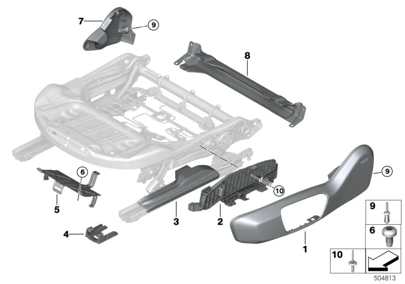 BMW Abdeckkappe Sitzschiene F39 F20 F44 F45 F46 F48 G29 M40i F54 F55 F57 F60 52107395068