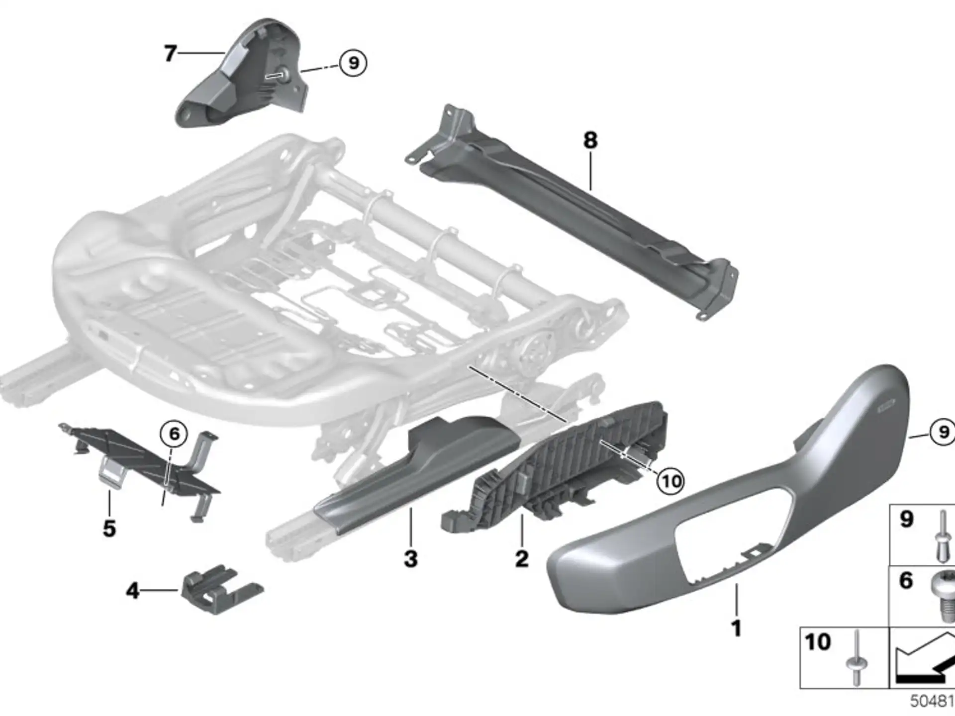 BMW Abdeckkappe Sitzschiene F39 F20 F44 F45 F46 F48 G29 M40i F54 F55 F57 F60 52107395068
