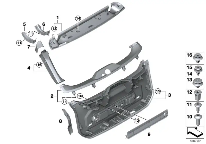 BMW Abdeckung Klappenscharnierbügel links G21 51498738245 - Bildp