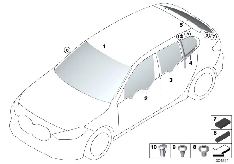 BMW Frontscheibe grün Regen/Licht/Beschlags. 51317463721