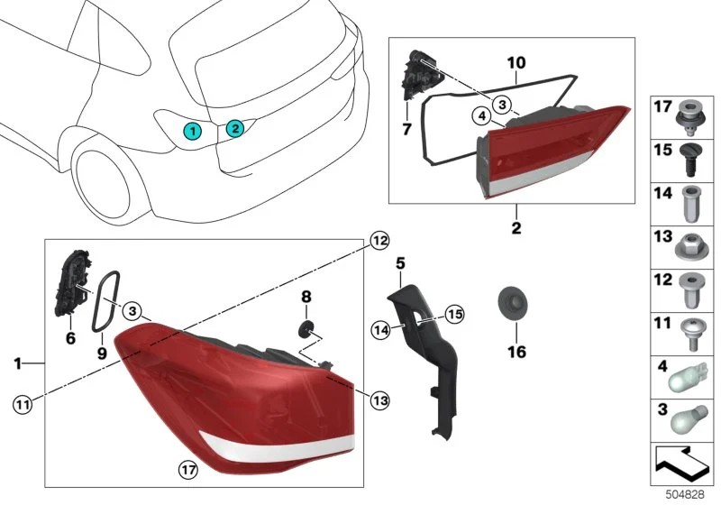 BMW Heckleuchte Seitenwand LED rechts F48 63217477714