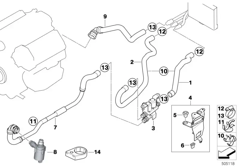 BMW Schlauchhalter 3-fach E53 E60 E61 E63 E64 64216918911 - Bildp