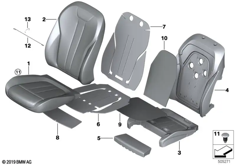 BMW Bezug Komfortlehne Klimaleder rechts G05 G06 G07 52108493388