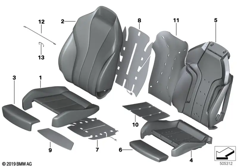 BMW Bezug Sportsitz Lehne Leder links 52108098605 - Bildposition