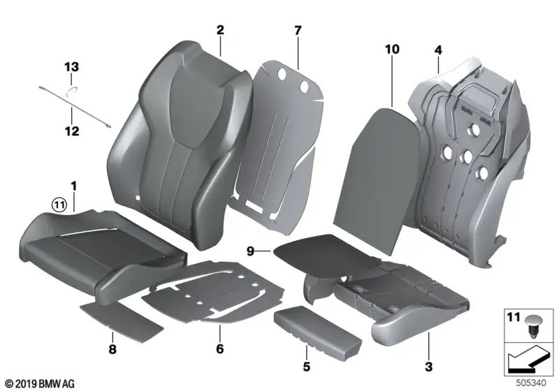 BMW Bezug Sportsitz Leder G05 G06 G07 52108493229