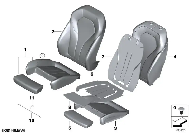 BMW Polsterteil Sportsitz rechts 52107478180