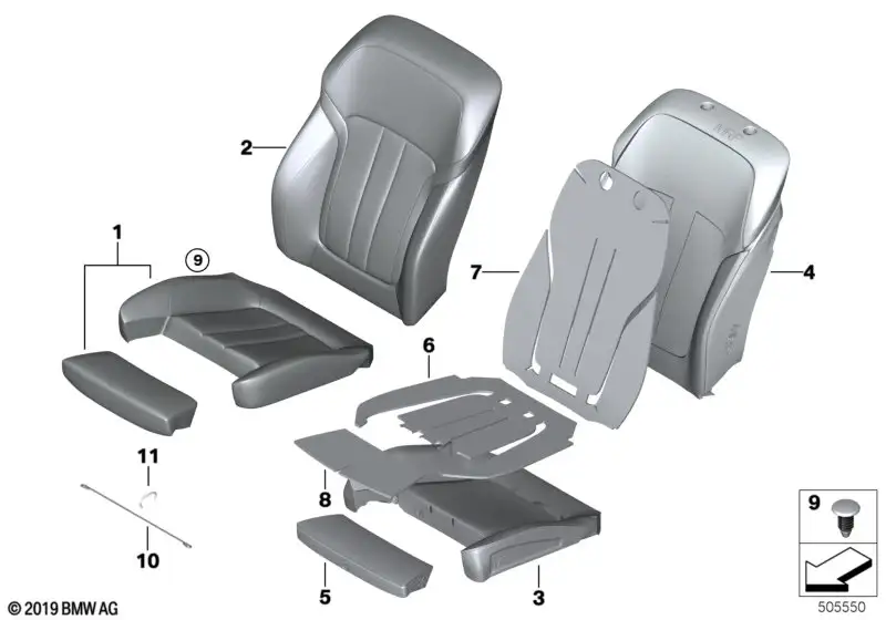 BMW Bezug Komfortsitz Leder 52107412666 - Bildposition 01