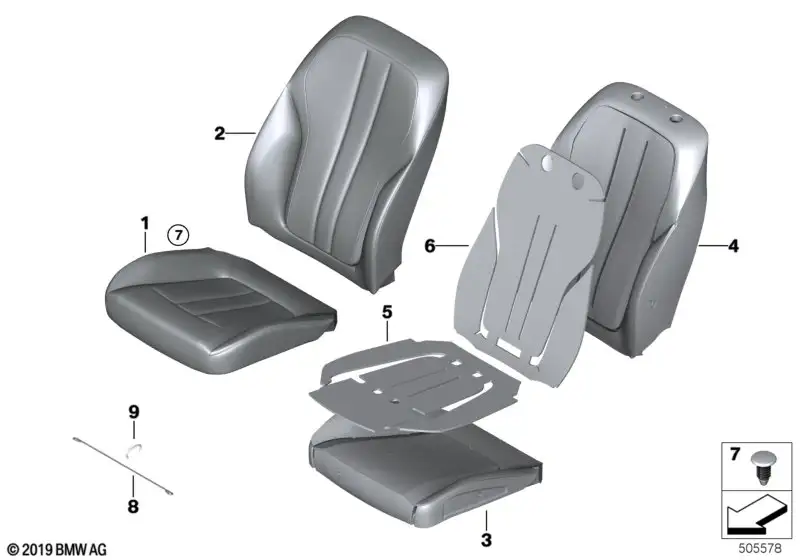 BMW Bezug Basis Sitz Leder G11 G12 G30 G31 G32 52107412663 - 5er