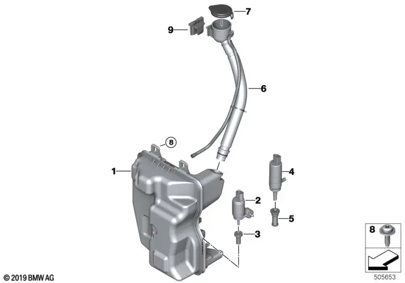 BMW Waschflüssigkeitsbehälter F39 F48 61667435790 - Bildposition