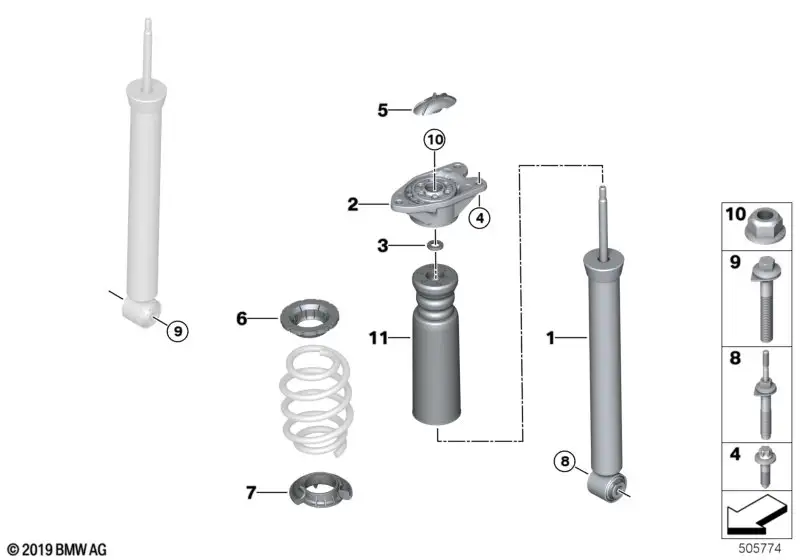 BMW Zusatzdämpfer hinten mit Schutzrohr F44 F54 33536852459