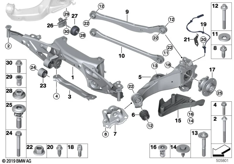 BMW ASA-Schraube F39 F20 F44 F45 F46 F48 F54 F55 F56 F56E F57 F60 31106860974