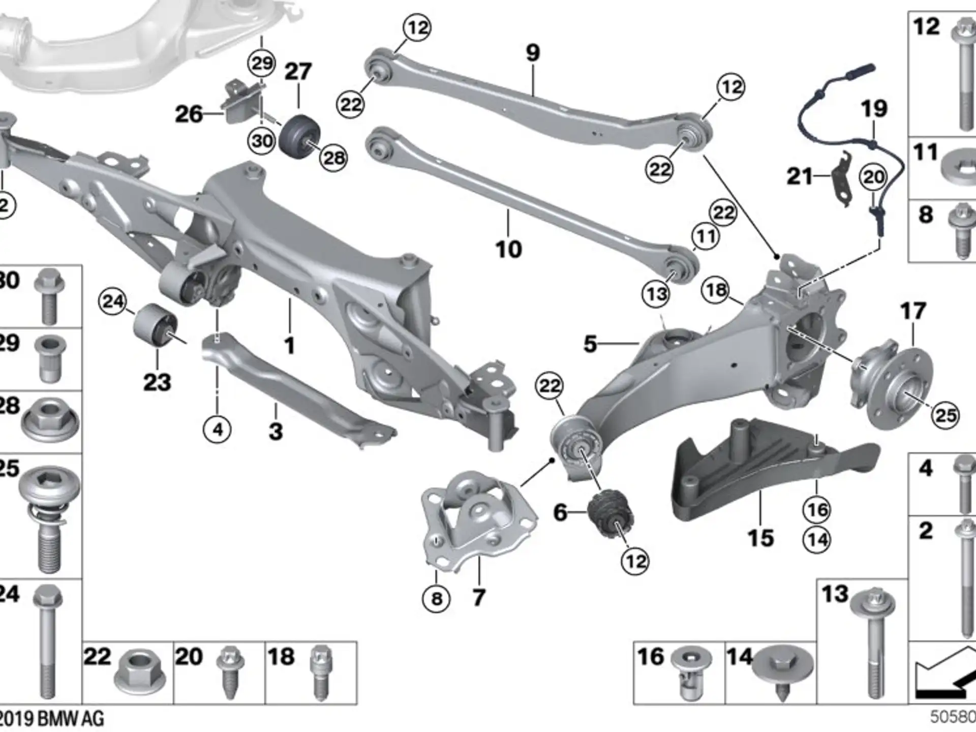 BMW ASA-Schraube F39 F20 F44 F45 F46 F48 F54 F55 F56 F56E F57 F60 31106860974