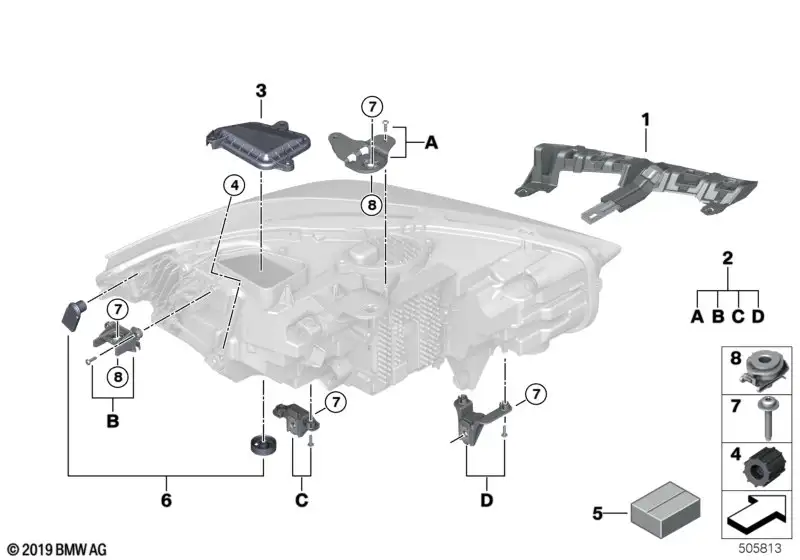 BMW Halter Scheinwerfer rechts 63119449606 - Bildposition 01
