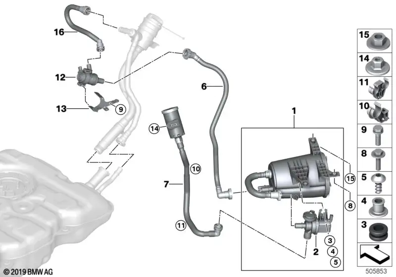 BMW Aktivkohlefilter G01 G11 G12 G20 G21 G30 16137356535