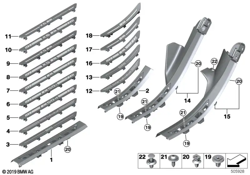 BMW Einleger Einstieg hinten links G05 51478072219 - Bildposition