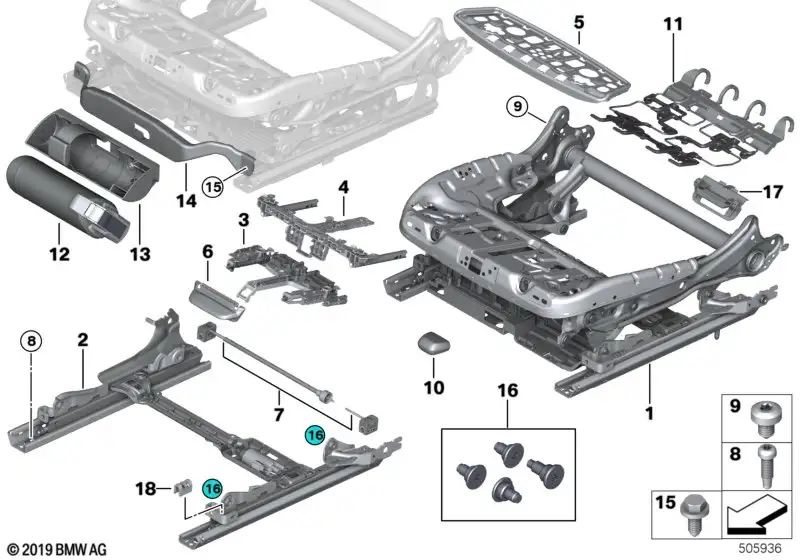 BMW Sitzrahmen elektrisch rechts F90 G30 G31 G32 52107386554
