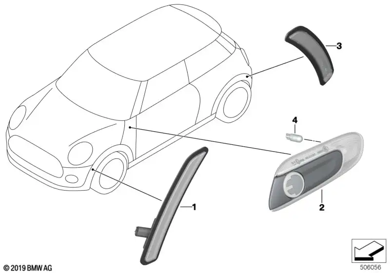 BMW Zusatzblinkleuchte rechts F56E 63138497952 - Bildposition 02