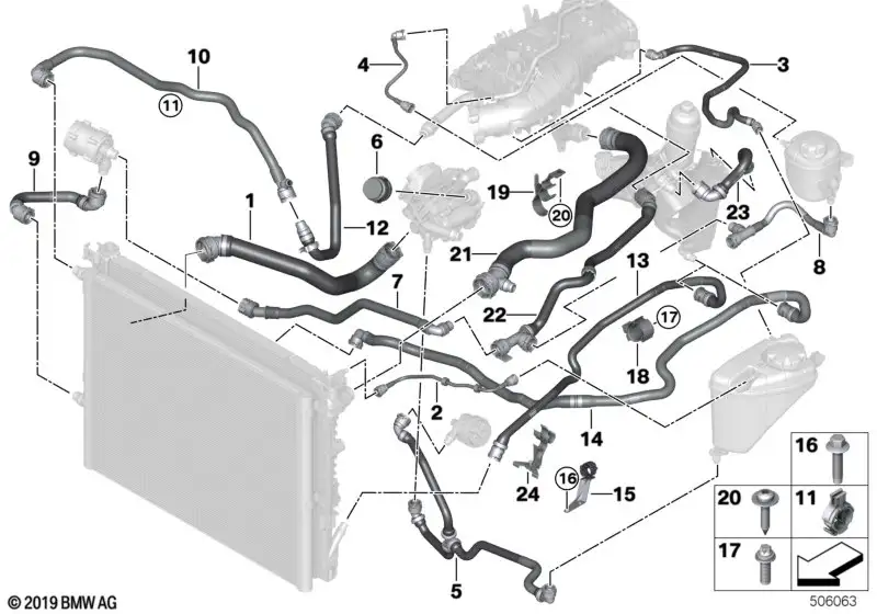 BMW Kühlmittelleitung Rücklauf G11 G12 G30 G31 G32 17128602870