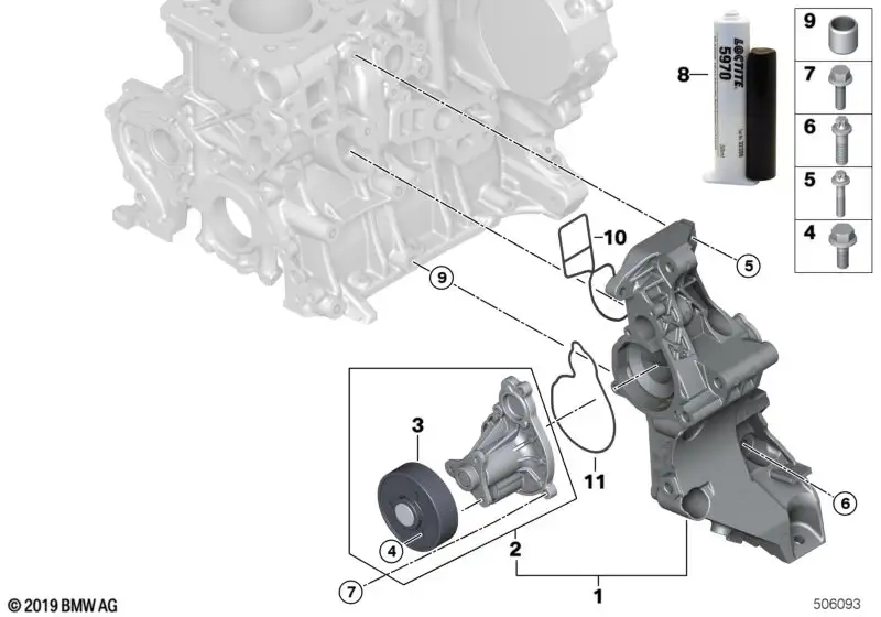 BMW Kühlmittelpumpe mit Träger F20 F21 F22 F23 F30 F31 F32 F36 11