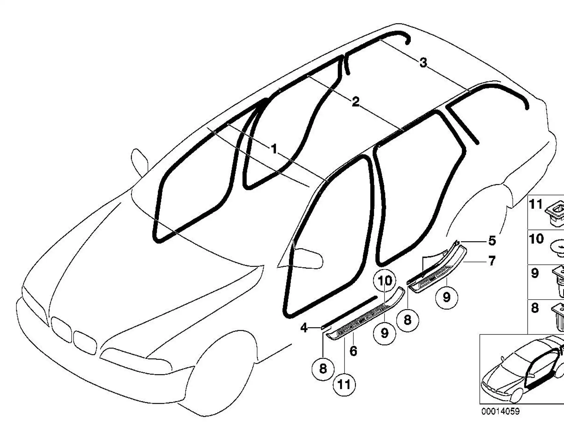 BMW Blende Einstieg hinten rechts E39 51478178124