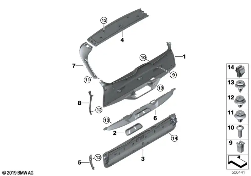 BMW Verkleidung Heckklappe Mitte F95 G05 51497479055