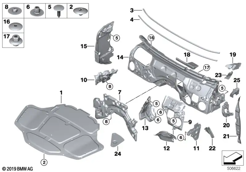 BMW Schallisolierung Trennwand innen rechts G14 G15 G30 G31 51487