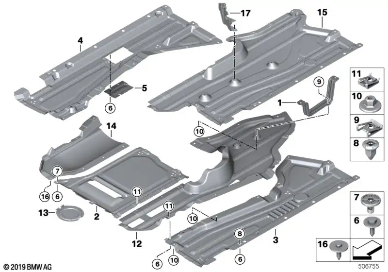 BMW Unterbodenverkleidung seitlich rechts F15 F16 F85 F86 5175730