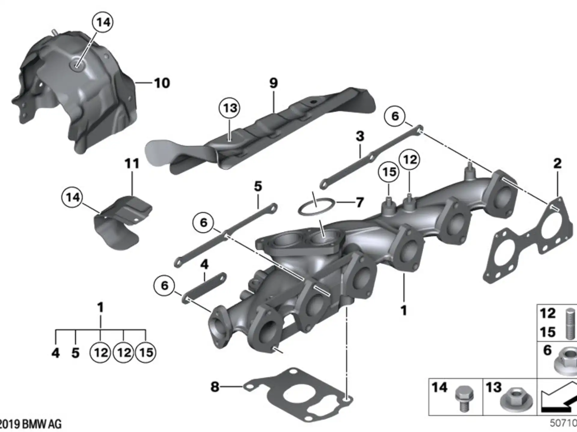 BMW Abgaskrümmer G01 G02 G11 G12 G14 G15 G16 G30 G31 G32 11628576929