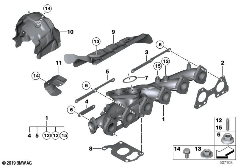 BMW Dichtung Abgaskrümmer/Abgasturbolader 11628570247