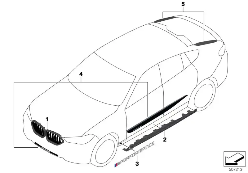 BMW Heckfinnen Hochglanz schwarz li./re. F96 G06 51192460601