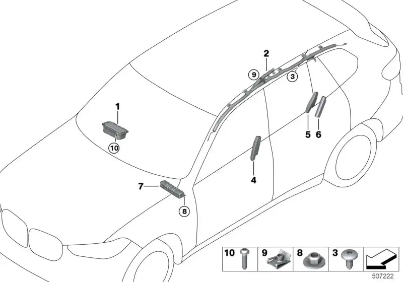 BMW Airbageinheit Beifahrerseite F95 F96 G05 G06 G07 72129382491