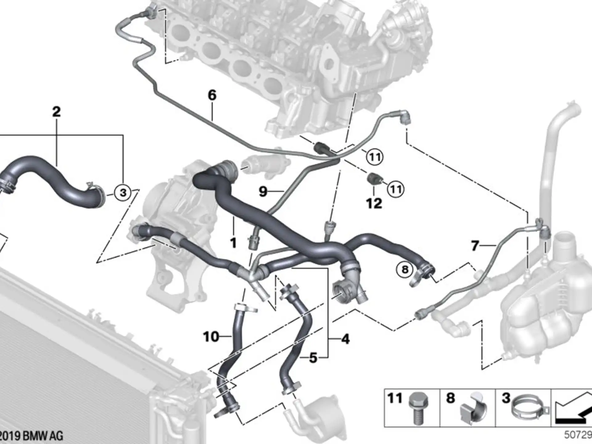 BMW Rohr Ausgleichsbehälter-Zylinderkopf F39 F45 F46 F48 F54 F55 F56 F57 F60 17129887040