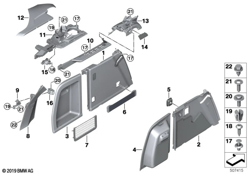 BMW Netz Ablagefach Gepäckraum F98 G02 51479475104