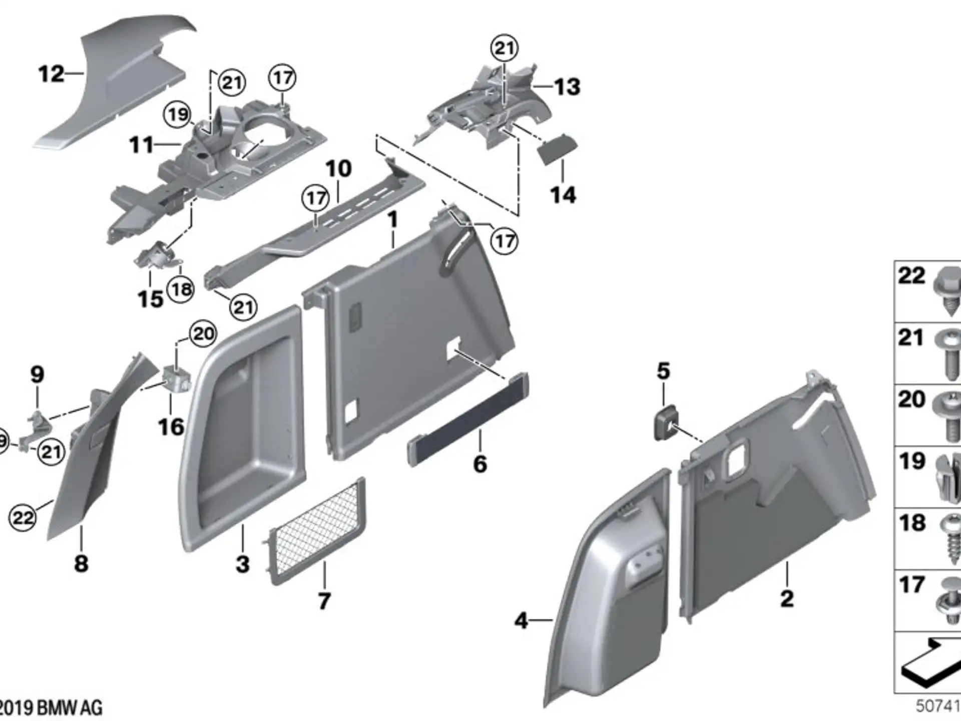 BMW Netz Ablagefach Gepäckraum F98 G02 51479475104
