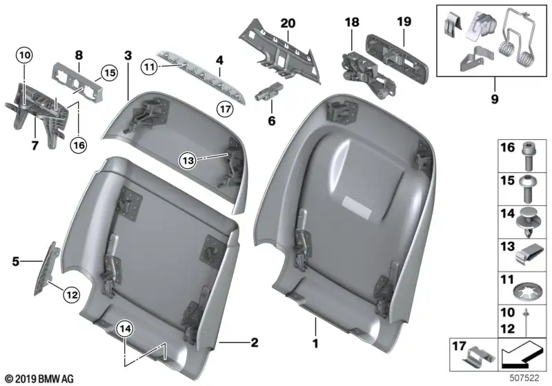 BMW Rückwand Komfortsitz unten G05 G06 G07 52107497162