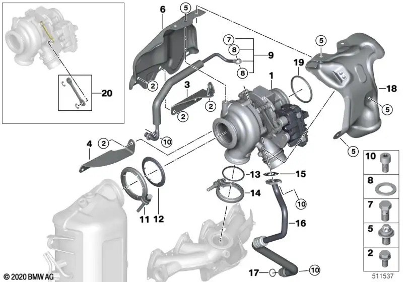 BMW Wärmeschutzblech Abgasturbolader 11658571892 - Bildposition 0