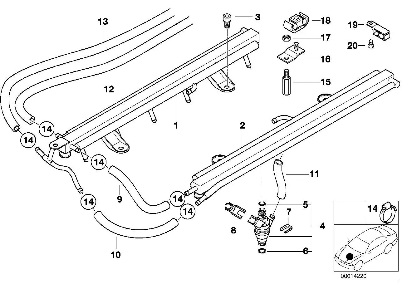 BMW Verteilerschlauch E38 13531436017 - 7er E38