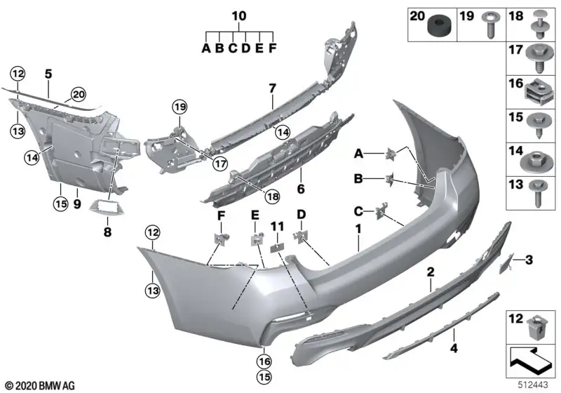 BMW Satz Aufnahme PDC-/PMA-Sensor hinten 51125A35818 - Bildpositi